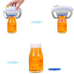 Electric Jar Opener, Kitchen Gadget Strong Tough Automatic Jar Opener For New Sealed Jars,The Hands Free Jar Opener with Less Effort to Open (White)