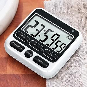 KTKUDY Digital Kitchen Timer with Mute/Loud Alarm Switch ON/Off Switch, 12-Hour Clock & Alarm, Memory Function Count Up & Count Down for Kids Teachers Cooking, Large LCD Display, Strong Magnet (Black)