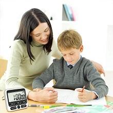 KTKUDY Digital Kitchen Timer with Mute/Loud Alarm Switch ON/Off Switch, 12-Hour Clock & Alarm, Memory Function Count Up & Count Down for Kids Teachers Cooking, Large LCD Display, Strong Magnet (Black)