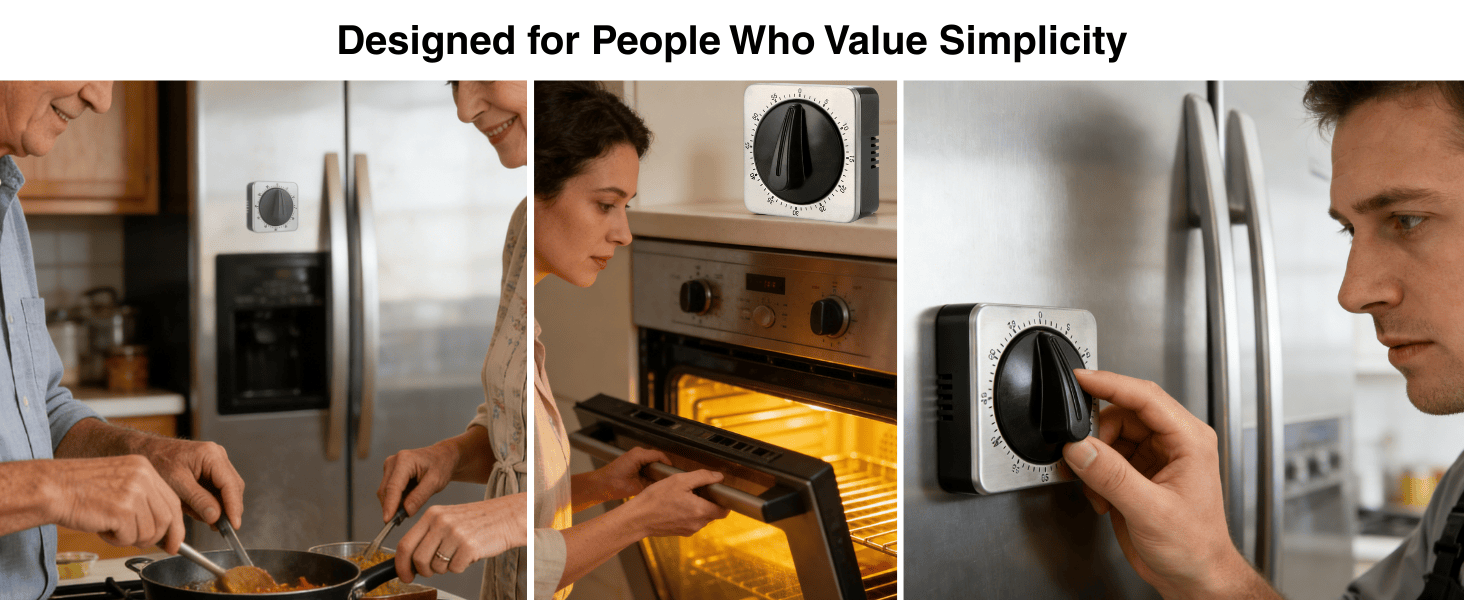 Searon Mechanical Kitchen Timer Magnetic with Loud Alarm, 60-Minute Manual Wind Up Analog Countdown Timer with Stainless Steel Scale, No Batteries for Chef Cooking, Baking, Egg, Oven, Seniors