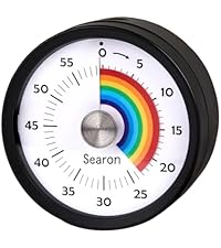 Searon Mechanical Kitchen Timer Magnetic with Loud Alarm, 60-Minute Manual Wind Up Analog Countdown Timer with Stainless Steel Scale, No Batteries for Chef Cooking, Baking, Egg, Oven, Seniors