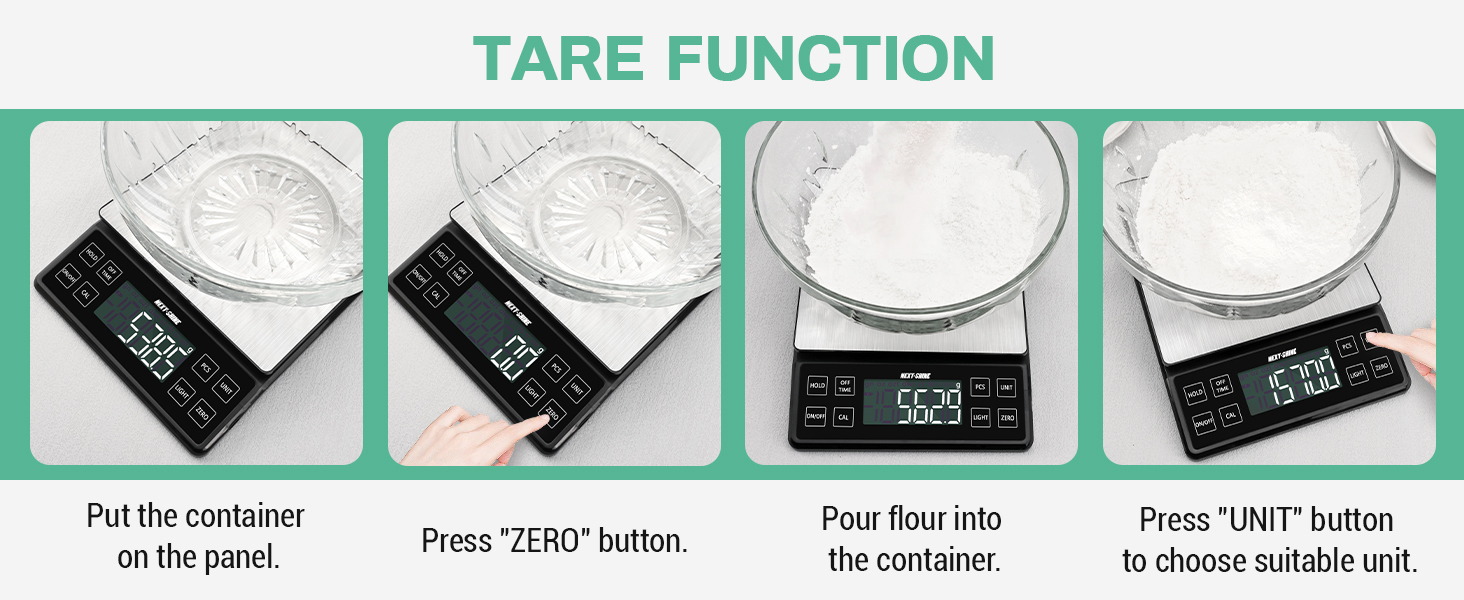 NEXT-SHINE Food Kitchen Scale 11lb, 0.1g/0.01oz Precise Graduation Rechargeable Digital Scale with Nine Units Large Tray Stainless Steel Platform LCD Display for Meal Prep Cooking Baking
