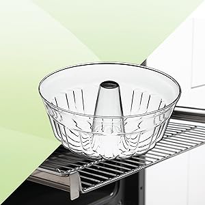 SIMAX Clear Glass Fluted Bundt Pan, Heat, Cold, and Shock Proof, Holds 1.4 Quarts (5.4 Cups), Made in Europe, Great for Small Ring Cakes, Puddings, Desserts, Monkey Bread, and More, Dishwasher Safe