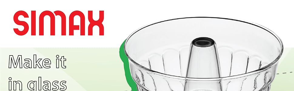 SIMAX Clear Glass Fluted Bundt Pan, Heat, Cold, and Shock Proof, Holds 1.4 Quarts (5.4 Cups), Made in Europe, Great for Small Ring Cakes, Puddings, Desserts, Monkey Bread, and More, Dishwasher Safe