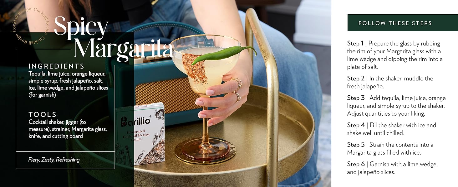 Barillio Black Bartender Kit - Stainless-Steel Cocktail Shaker Set w/Bamboo Stand - Mixology Bar Tools w/Drink Shaker, Mixer Spoon & Muddler for Cocktails - Home Bar Accessories - 23-Pc Bar Set