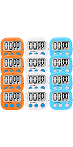 6 Pack Small Digital Kitchen Timer Magnetic Back and ON/Off Switch,Minute Second Count Up Countdown (Multicolored)