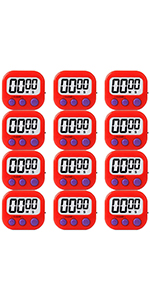6 Pack Small Digital Kitchen Timer Magnetic Back and ON/Off Switch,Minute Second Count Up Countdown (Multicolored)