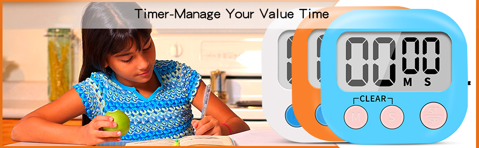 6 Pack Small Digital Kitchen Timer Magnetic Back and ON/Off Switch,Minute Second Count Up Countdown (Multicolored)