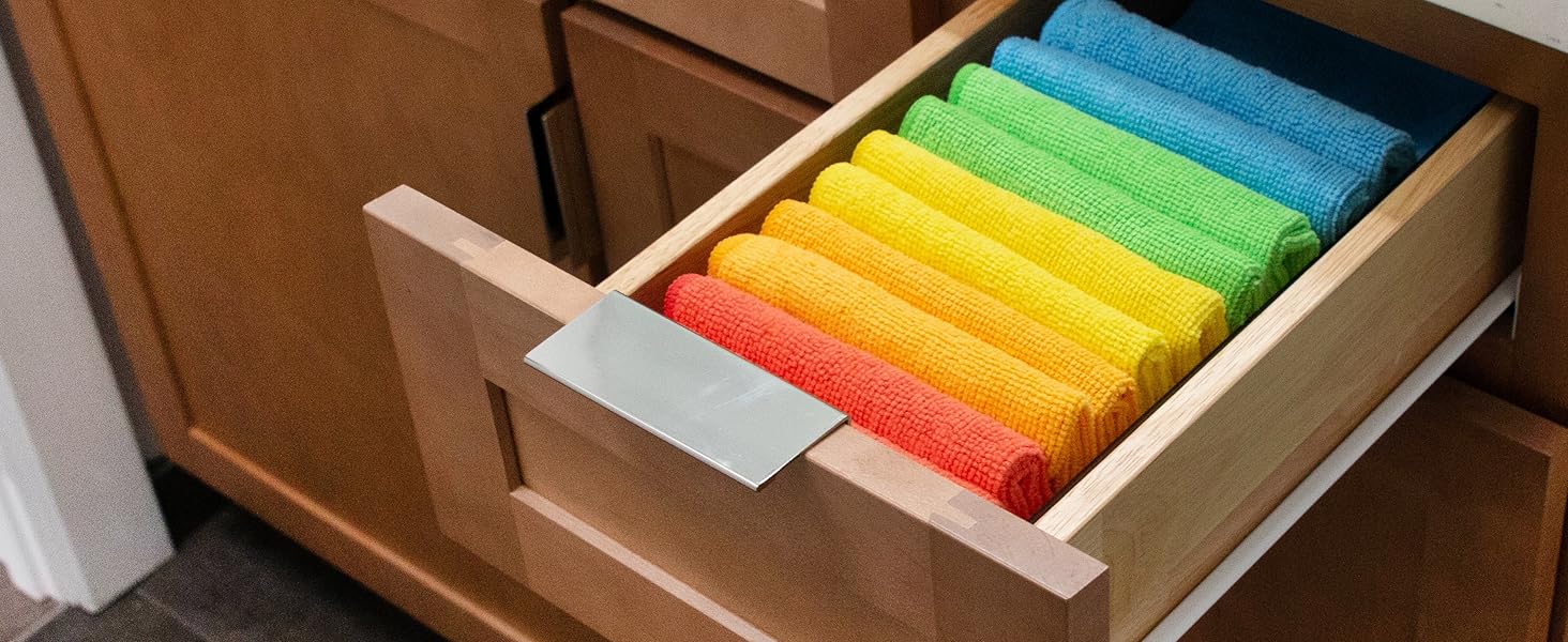 S&T INC. 100 Pack Microfiber Cleaning Cloth, Bulk Towels for Home, Reusable Microfiber Towels for Cars, Cleaning Rags, Assorted, 11.5 Inches x 11.5 Inches, 100 Count