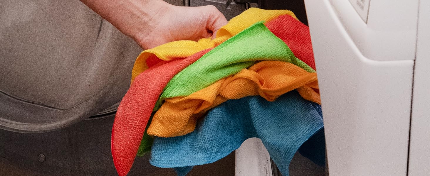 S&T INC. 100 Pack Microfiber Cleaning Cloth, Bulk Towels for Home, Reusable Microfiber Towels for Cars, Cleaning Rags, Assorted, 11.5 Inches x 11.5 Inches, 100 Count