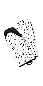 Heat Resistant Designer Kitchen Oven Mitts with Neoprene Non-Slip Grips and Hanging Loops | Set of 2 100% Cotton Long Sleeve Kitchen Oven Mitts | 5.5