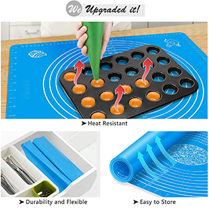 Silicone Baking Mat for Rolling Pastry Dough with Measurements, 19.7