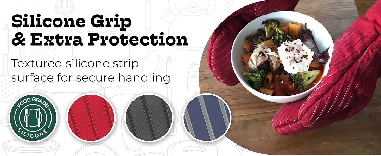 Big Red House - Silicone Pot Holders - Set of 2 Black - 10 x 6.75 - Heat Resistant to 536 F / 280 C Kitchen Protectors Hot Pans Baking Professional Grade Cooking Mitts