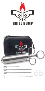 Meat Injector, 1-oz Plastic BBQ Marinade Injector Kit, Turkey Injector Syringe (3 Stainless Steel Meat Needles +3 Replacement O Rings + 1 Cleaning Brush) for Turkey Smoked BBQ Grill