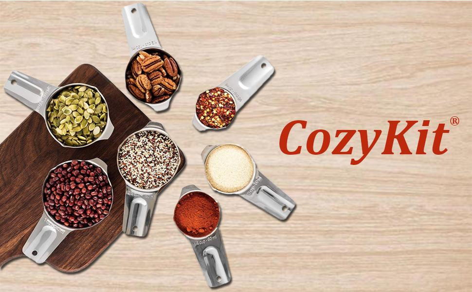 Measuring Cups Stainless Steel 7 Piece Stackable Set for Dry or Liquid Ingredients Measurement - Kitchen Gadgets & Utensils Metal Measuring Cups Best for Cooking & Baking