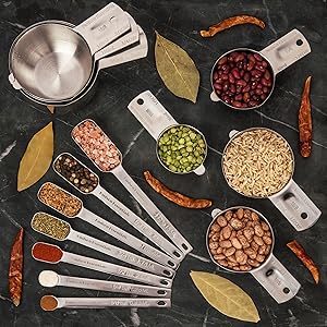 Hudson Essentials Stainless Steel Measuring Cups and Spoons Set (14 Piece Set)