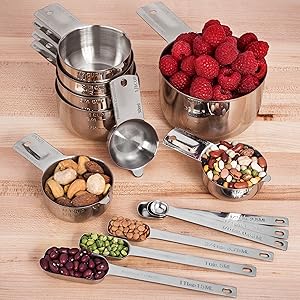 Hudson Essentials Stainless Steel Measuring Cups and Spoons Set (14 Piece Set)