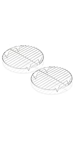 TeamFar Round Cooling Rack Set of 3, 7½ & 9 & 10½ Inch, Stainless Steel Round Baking Steaming Rack Set, Fit for Air fryer/Oven/Pot/Cake Pan/Pressure Cooker, Healthy & Mirror Finish, Dishwasher Safe