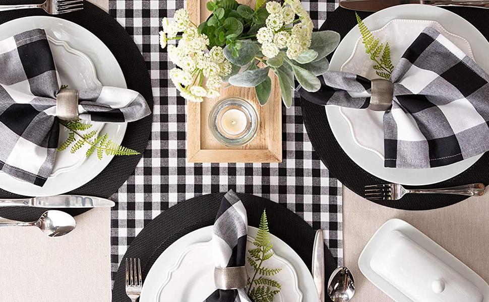 DII Gingham Check Kitchen Collection, Navy, Potholder Set