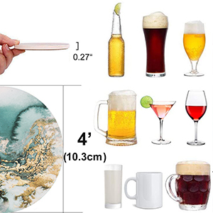 Lahome Marble Pattern Coasters - Round Drinks Absorbent Stone Coaster Set with Ceramic Stone and Cork Base for Kinds of Mugs and Cups (Blue, Set of 6)