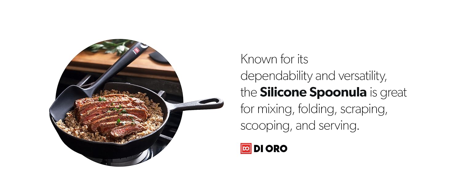 DI ORO Silicone Spatula Set - Rubber Kitchen Spatulas for Baking, Cooking, & Mixing - 600°F Heat-Resistant & BPA Free Silicone Scraper Spatulas for Nonstick Cookware - Dishwasher Safe (5pc, Red)