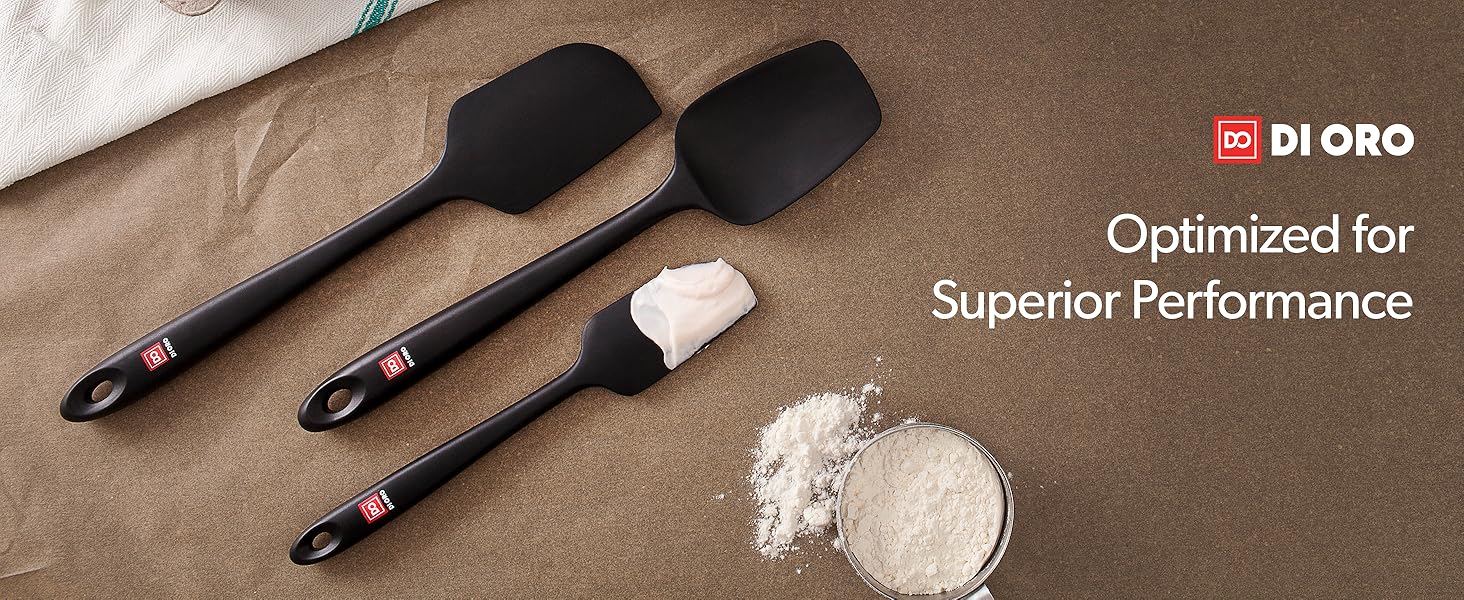 DI ORO Silicone Spatula Set - Rubber Kitchen Spatulas for Baking, Cooking, & Mixing - 600°F Heat-Resistant & BPA Free Silicone Scraper Spatulas for Nonstick Cookware - Dishwasher Safe (5pc, Red)