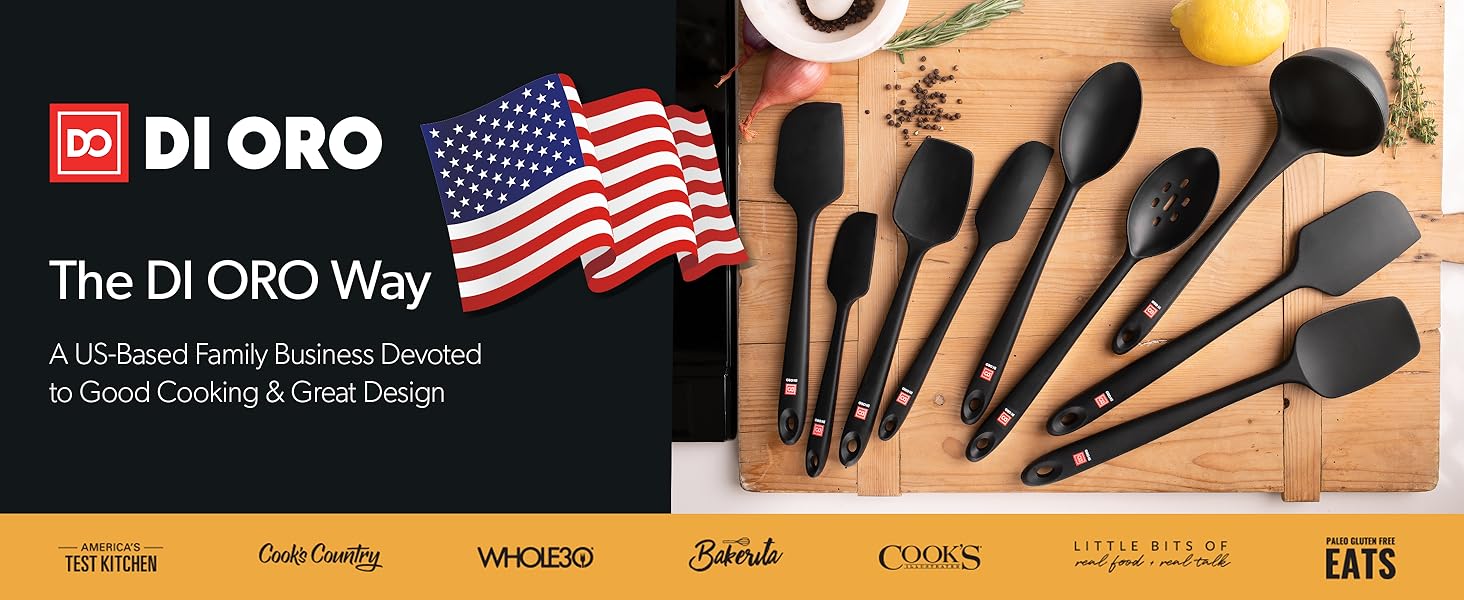 DI ORO Silicone Spatula Set - Rubber Kitchen Spatulas for Baking, Cooking, & Mixing - 600°F Heat-Resistant & BPA Free Silicone Scraper Spatulas for Nonstick Cookware - Dishwasher Safe (5pc, Red)