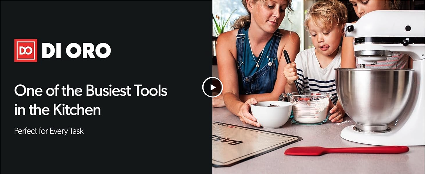 DI ORO Silicone Spatula Set - Rubber Kitchen Spatulas for Baking, Cooking, & Mixing - 600°F Heat-Resistant & BPA Free Silicone Scraper Spatulas for Nonstick Cookware - Dishwasher Safe (5pc, Red)