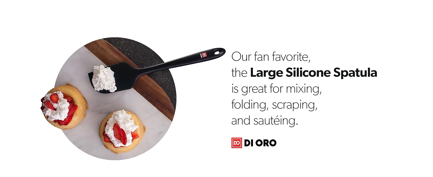 DI ORO Silicone Spatula Set - Rubber Kitchen Spatulas for Baking, Cooking, & Mixing - 600°F Heat-Resistant & BPA Free Silicone Scraper Spatulas for Nonstick Cookware - Dishwasher Safe (5pc, Red)