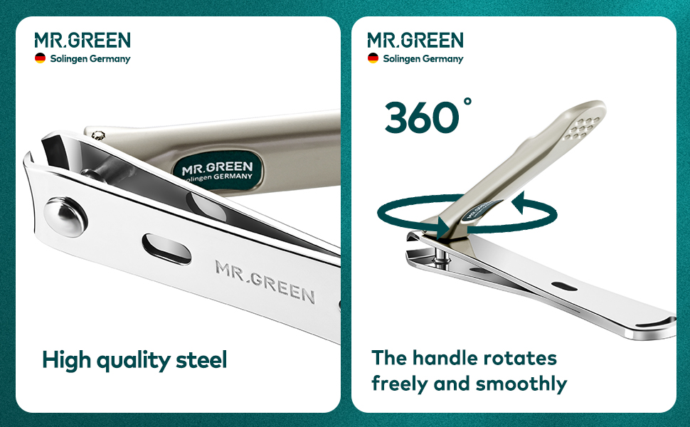 MR.GREEN 3 pcs Nail Clippers Set Stainless Steel Nail Clippers & Slant EDG Toenail Clipper Cutter for Men and Women