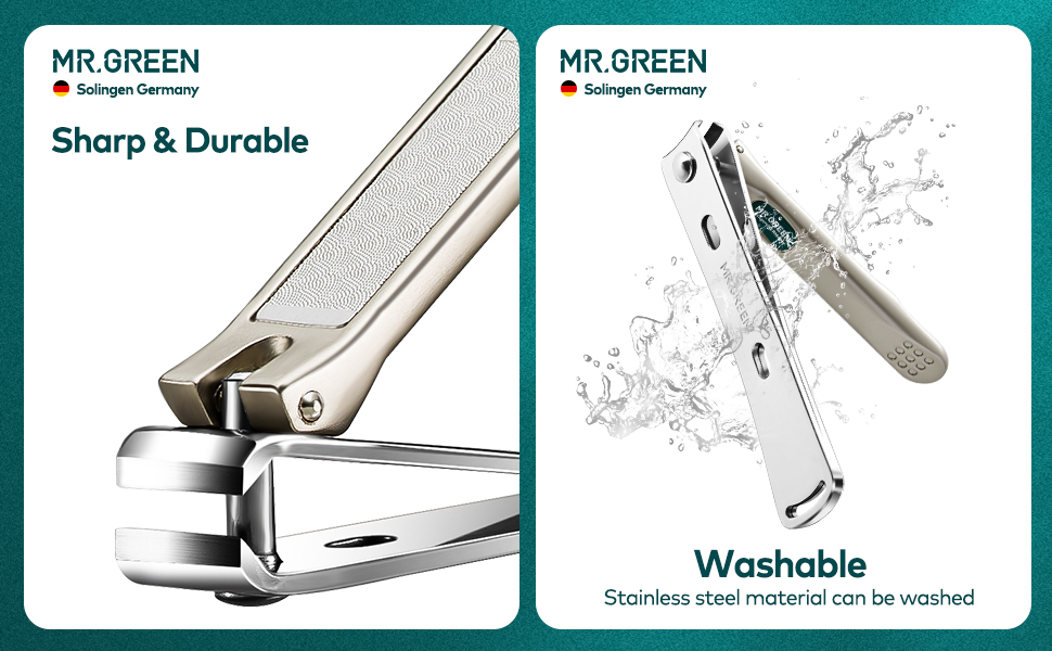 MR.GREEN 3 pcs Nail Clippers Set Stainless Steel Nail Clippers & Slant EDG Toenail Clipper Cutter for Men and Women