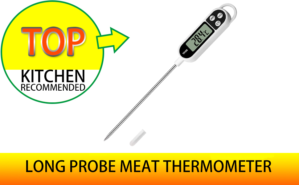 Digital Meat Food Thermometer for Cooking Kitchen BBQ, Probe Instant Read Thermometer with Long Probe for Candy Candle Milk Yogurt Deep Fry Roast Baking Temperature