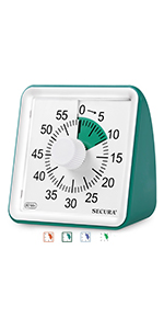 Secura 60-Minute Visual Countdown Timer, 7.5-Inch Oversize Classroom Visual Timer for Kids and Adults, Durable Mechanical Kitchen Timer Clock with Magnetic Backing (Blue)