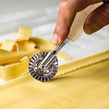 MASTER FENG Ravioli Stamp Maker Cutter with Roller Wheel Set, Mold with Wooden Handle and Fluted Edge, Pasta Press Kitchen Attachment (MF-12456)