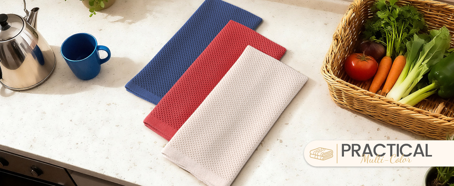 Homaxy 100% Cotton Waffle Weave Kitchen Dish Cloths, Ultra Soft Absorbent Quick Drying Dish Towels, 12 x 12 Inches, 6-Pack, Dark Grey