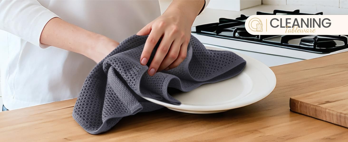 Homaxy 100% Cotton Waffle Weave Kitchen Dish Cloths, Ultra Soft Absorbent Quick Drying Dish Towels, 12 x 12 Inches, 6-Pack, Beige