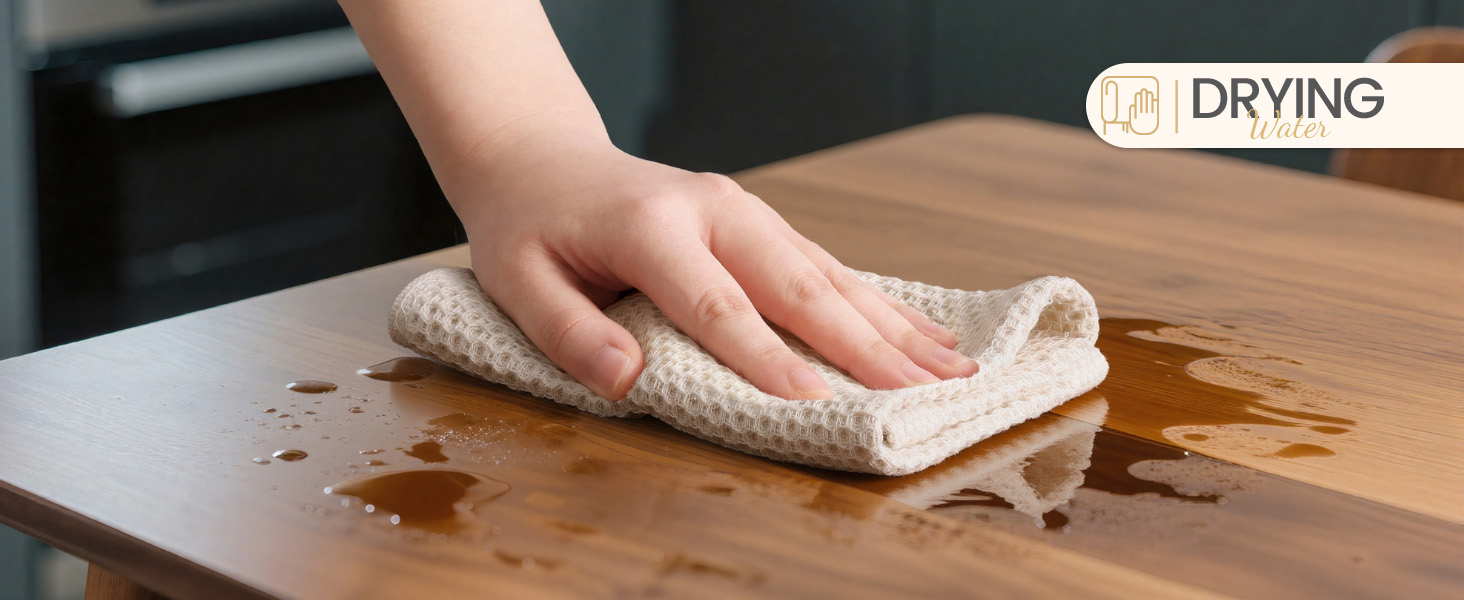 Homaxy 100% Cotton Waffle Weave Kitchen Dish Cloths, Ultra Soft Absorbent Quick Drying Dish Towels, 12 x 12 Inches, 6-Pack, Beige