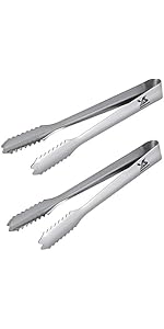 MSY BIGSUNNY Stainless Steel Scissor Tongs Heavy Duty Cooking Tongs with Soft Handles (1, red 10