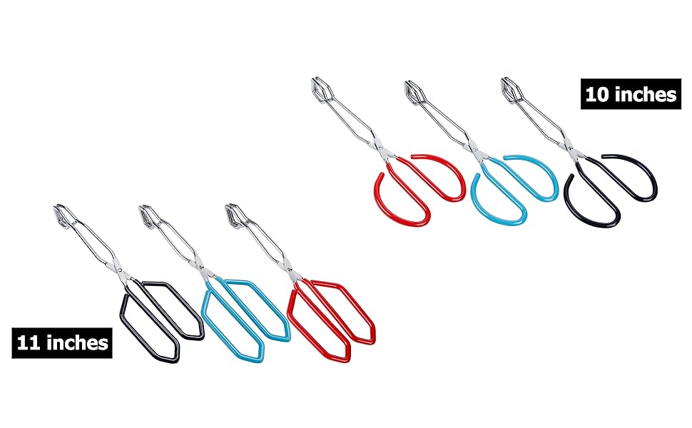 MSY BIGSUNNY Stainless Steel Scissor Tongs Heavy Duty Cooking Tongs with Soft Handles (1, red 10