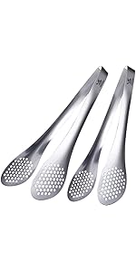 MSY BIGSUNNY Stainless Steel Scissor Tongs Heavy Duty Cooking Tongs with Soft Handles (1, red 10