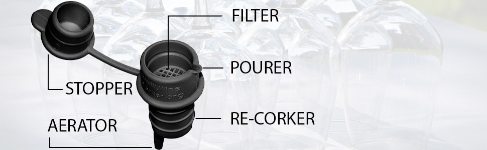 Haley's Corker Halye's 5-in-1 Wine Aerator, Stopper, Pourer, Filter and Re-Corker, 3 Pack