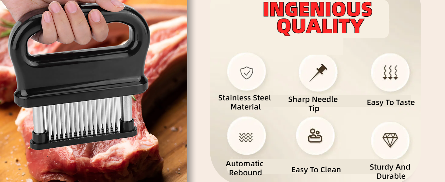 Meat Tenderizer Tool with 48 Stainless Steel Ultra Sharp Needle Blade Tenderizer for Tenderizing Steak, Beef with Cleaning Brush,Baking Kitchen Accessories