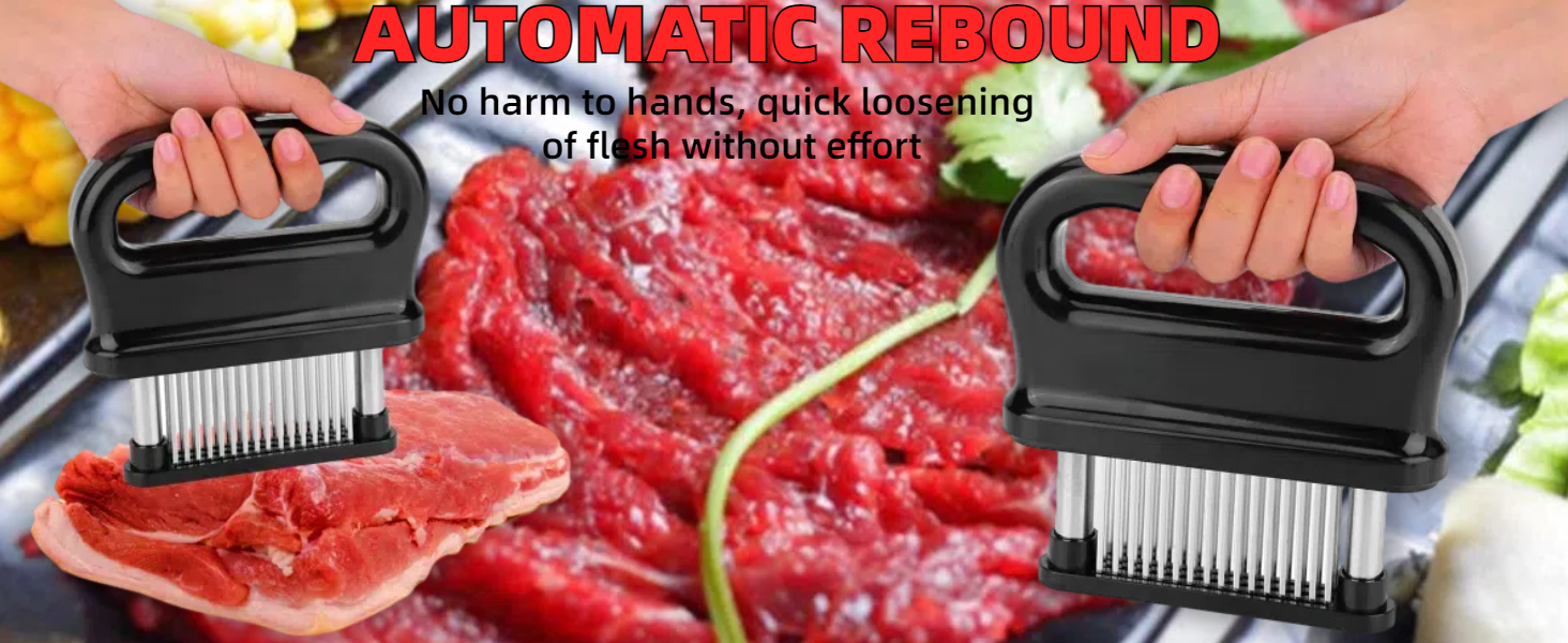 Meat Tenderizer Tool with 48 Stainless Steel Ultra Sharp Needle Blade Tenderizer for Tenderizing Steak, Beef with Cleaning Brush,Baking Kitchen Accessories