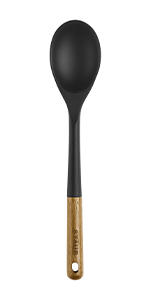 STAUB Skimmer Spoon, Perfect for Straining or Lifting Meat and Veggies from Broth, Durable BPA-Free Matte Black Silicone, Safe for Nonstick Cooking Surfaces