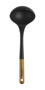 STAUB Skimmer Spoon, Perfect for Straining or Lifting Meat and Veggies from Broth, Durable BPA-Free Matte Black Silicone, Safe for Nonstick Cooking Surfaces