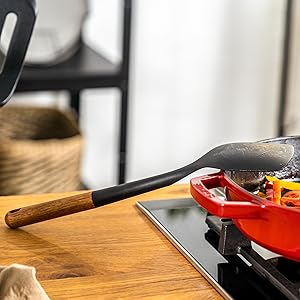 STAUB Skimmer Spoon, Perfect for Straining or Lifting Meat and Veggies from Broth, Durable BPA-Free Matte Black Silicone, Safe for Nonstick Cooking Surfaces