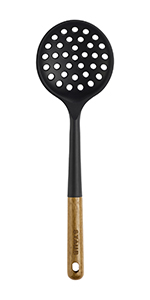 STAUB Skimmer Spoon, Perfect for Straining or Lifting Meat and Veggies from Broth, Durable BPA-Free Matte Black Silicone, Safe for Nonstick Cooking Surfaces