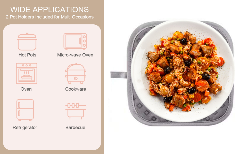 Set of 4 Oven Mitts and Pot Holders, 482 F Heat Resistant Hot Plate Moving Non-Slip Gloves for BBQ, Grill, Baking, Cooking, Oven, Microwave (Gray)