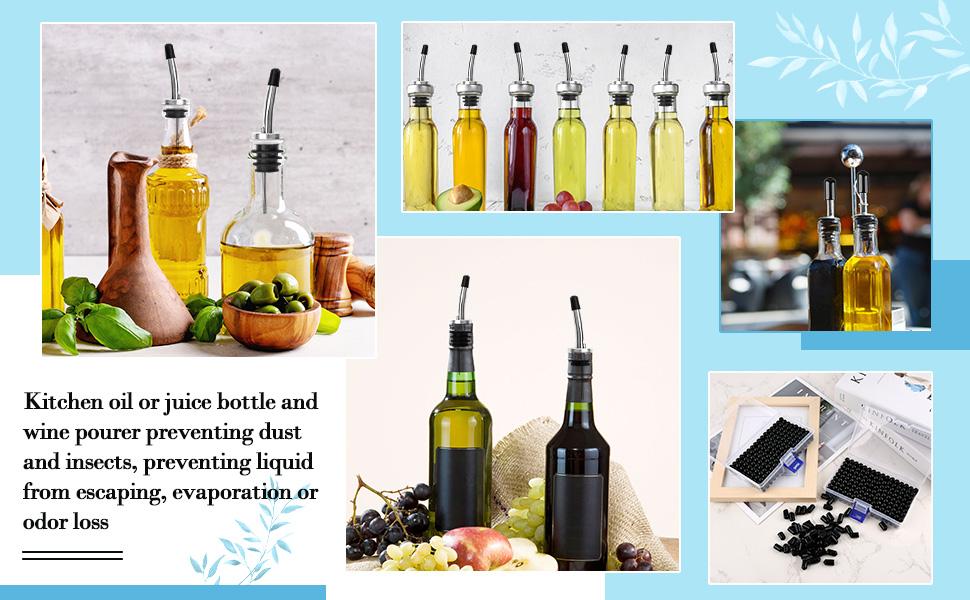 WXJ13 Pack of 200 Pourers Dust Covers with Box, Liquor Bottle Pour Spout Cover Rubber Caps, Black