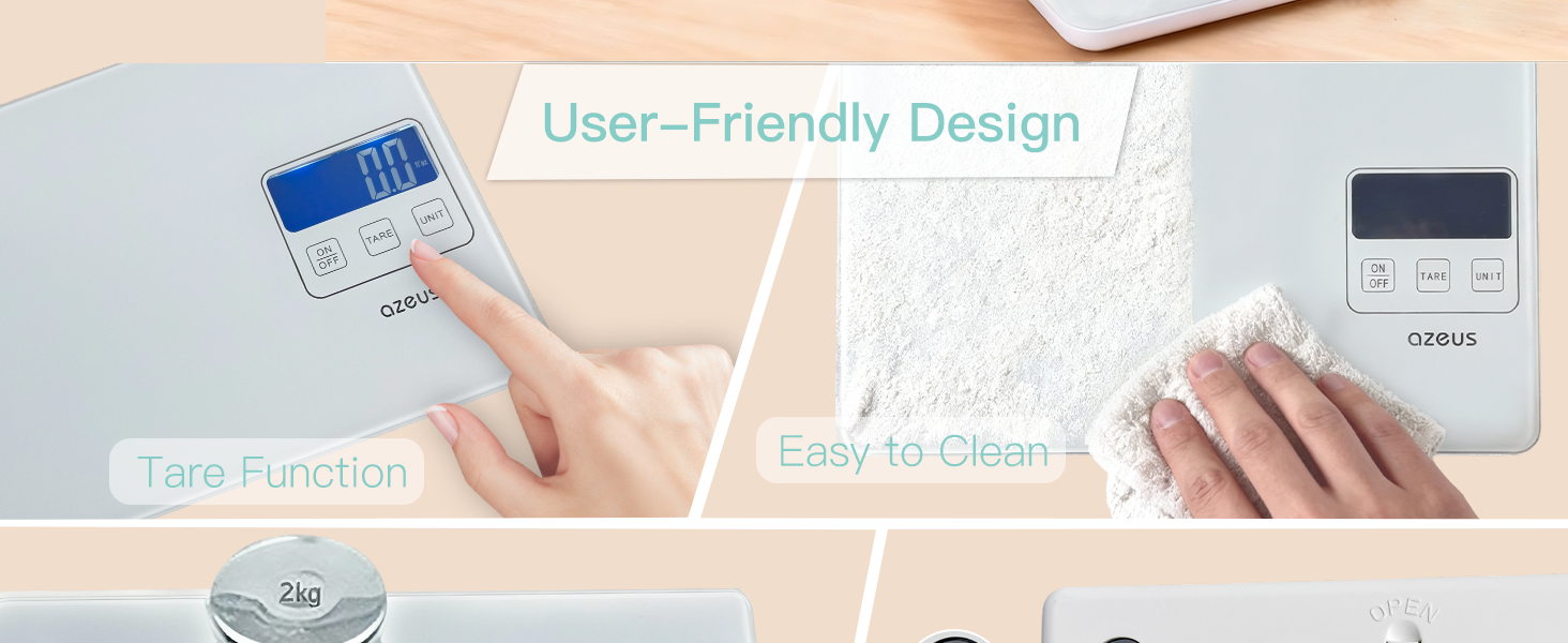 AZEUS Food Scale with USB Rechargeable, Digital Kitchen Scale with 6 Units, High Precision to 0.04 oz /11lbs Capacity, Weight Range from 3g-5000g (White)